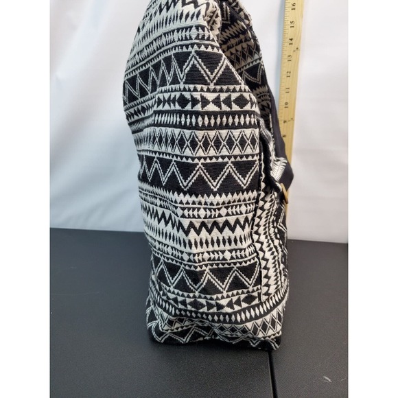 Tribe Azure Shoulder Bag Womens Black White Aztec Cotton Handcrafted Closure Zip - Picture 6 of 10